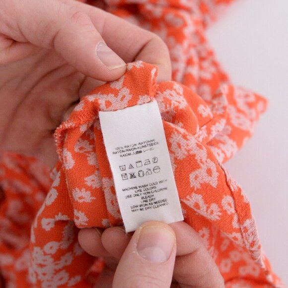 Free People  Like You Best Orange Flora Long Sleeve Mini Dress M - Picture 12 of 12